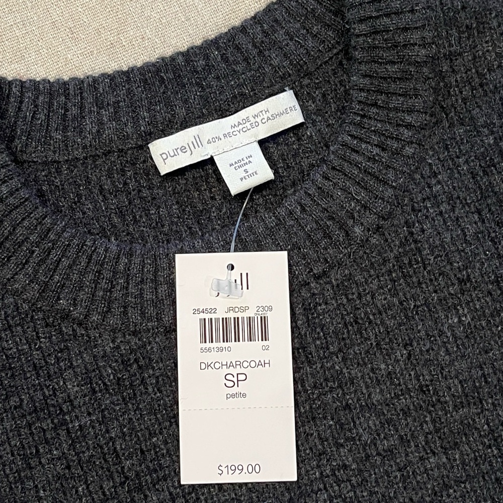 NWT J.Jill PJ Recycled Cashmere–Blend Sweater Vest - Dark Charcoal via Heather - Picture 4 of 8
